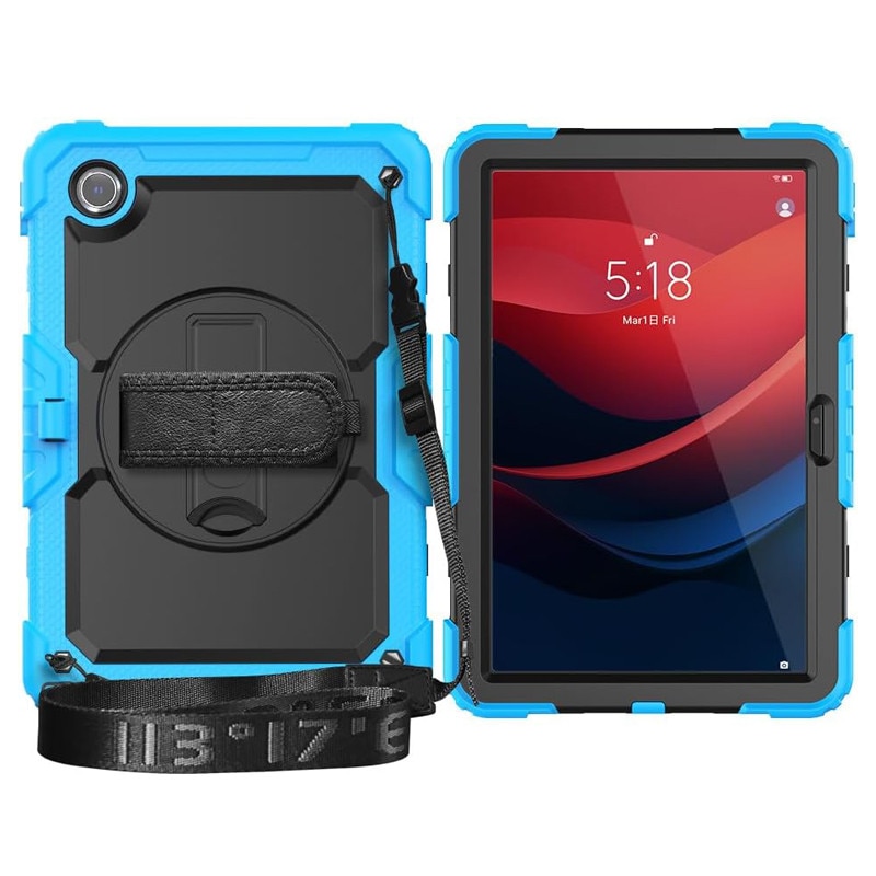 Husa protectie tableta pentru LENOVO Tad11 2024 TB331FC /T ab M11 TB330FU, Fudisenn®, cu Curea de Curele de umar si Folie Protectoare, Rotire La 360°, Rezistent la Socuri si la cadere, Dispozitiv de Sustinere in Toate Directiile, Albastru deschis