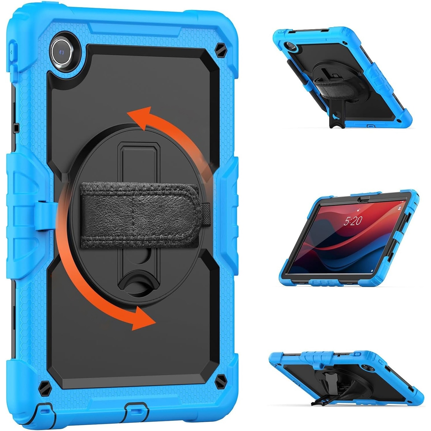 Husa protectie tableta pentru LENOVO Tad11 2024 TB331FC /T ab M11 TB330FU, Fudisenn®, cu Curea de Curele de umar si Folie Protectoare, Rotire La 360°, Rezistent la Socuri si la cadere, Dispozitiv de Sustinere in Toate Directiile, Albastru deschis