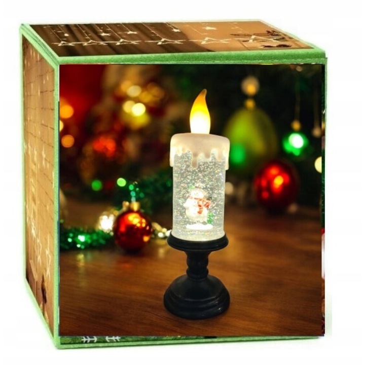 Декоративна LED свещ Azaris, 31 см, с променлив модел, за Коледа, диаметър 11 см