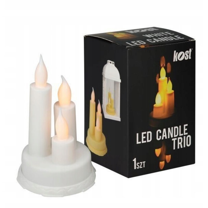 LED свещ, Azaris, 13,5 см, бяла, комплект от 3 броя