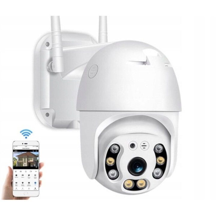 Външна въртяща се камера за наблюдение, 2Mpx, 4x увеличение, WiFi, IP66, 4x IR LED