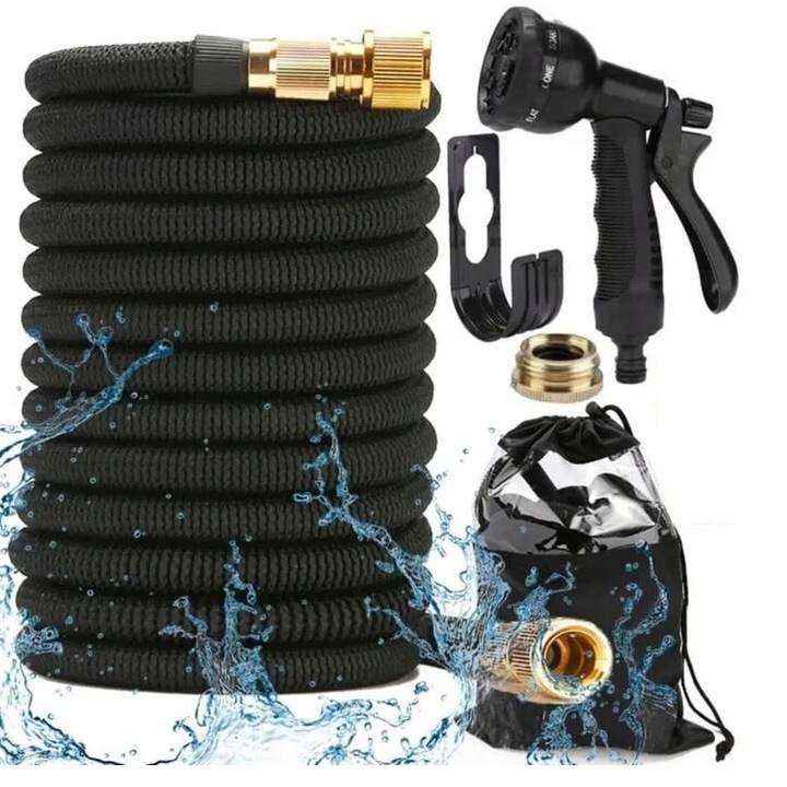 Еластичен градински маркуч Azaris 7.5-22.5 м, с пистолет и конектори от Mosiad