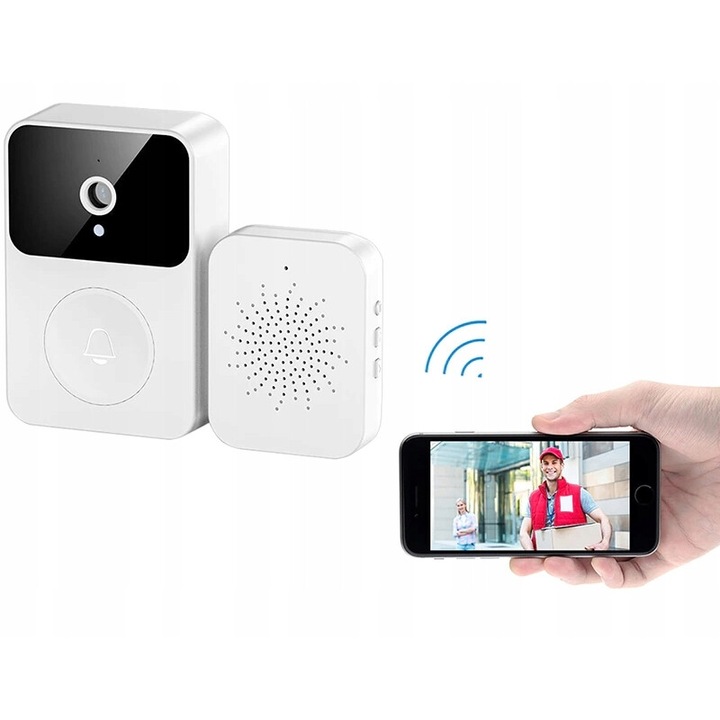 Interfon video wireless, Azaris, 2K, nocturn, IP65, cu acumulator, detectare miscare