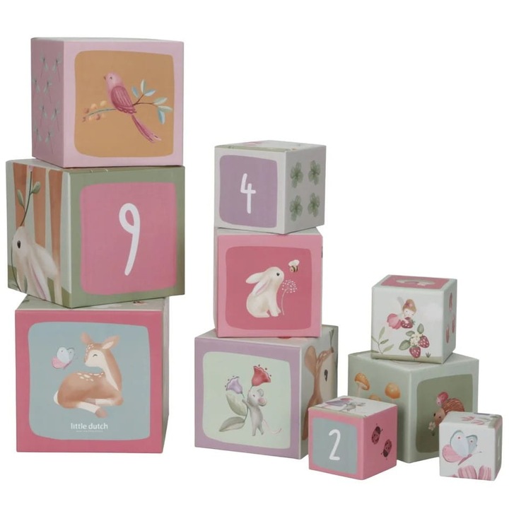 Cuburi de carton Fairy Garden, 10 piese, 14x14x95cm, multicolor