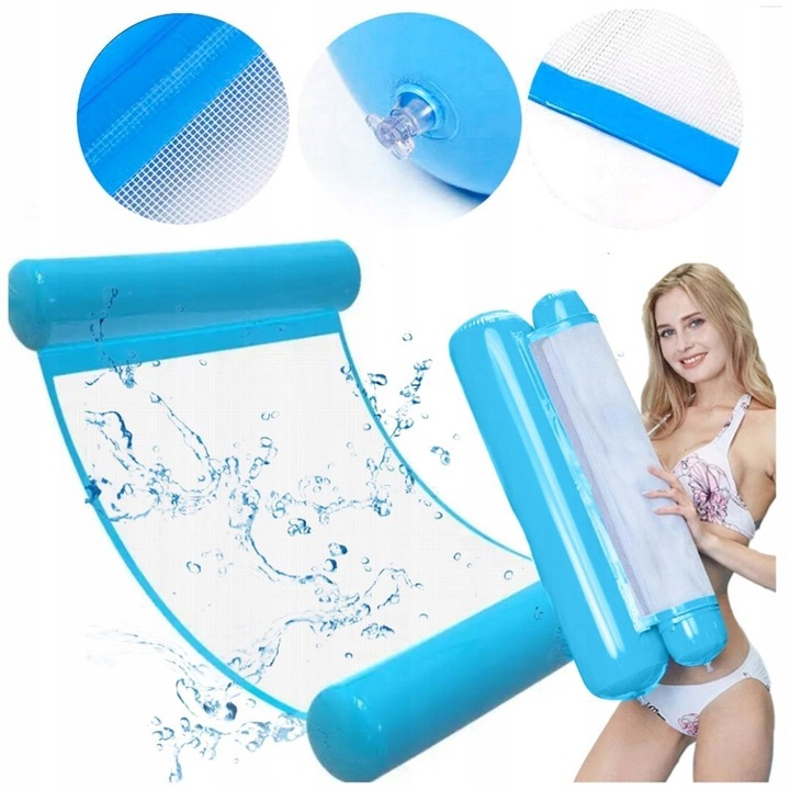 Azaris felfújható függőágy, 110x75cm, PVC anyag, fejtámlával és lábtartóval, medencéhez vagy strandra