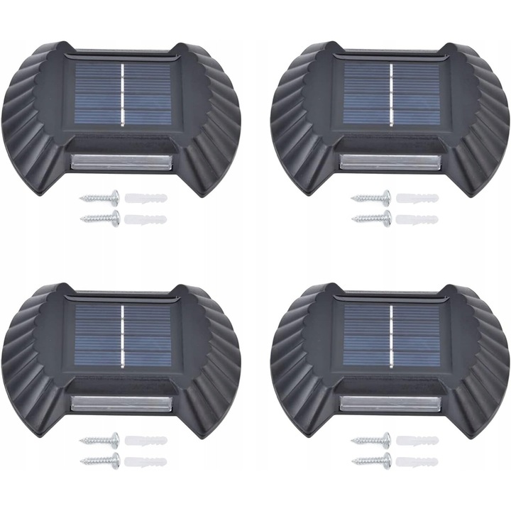 Lampa solara exterior, Azaris, set 4 bucati, IP65, 8 LED, alb, 7,5x10cm