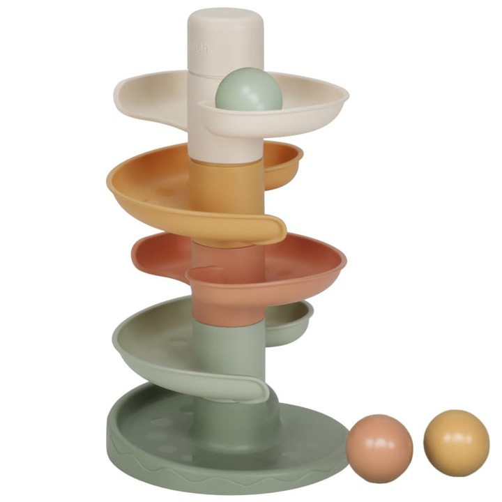 Turn cu bile, Little Dutch, 5 piese, 3 bile colorate, 18x18x30cm