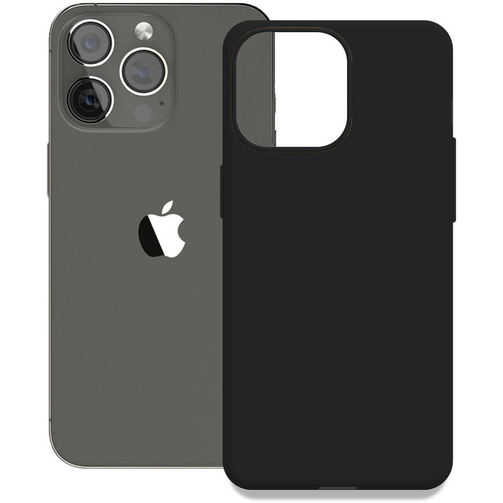 Husa pentru Apple iPhone 13 Pro, Color Shield, Interior de catifea, Suprafata aderenta, Protectie antisoc, Margini ridicate, Regular Fit, Silicon, Negru intens