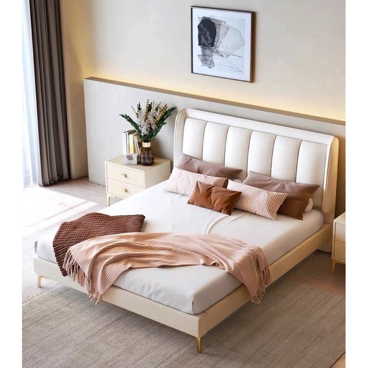 Pat Medusa 160x190 cm Tapitat Catifea Nuanta Crem Somiera Inclusa Marketmob