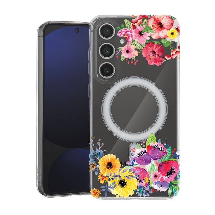 BestCase® Husa pentru Samsung Galaxy S25, MagSafe Anti Shock, Flowers, Protectie camera, ecran si colturi, 1946002 MAS 56