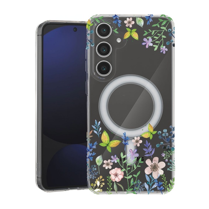 BestCase® Husa pentru Samsung Galaxy S23 FE, MagSafe Anti Shock, Butterfly Flowers, Protectie camera, ecran si colturi, 1946004 MAS 95