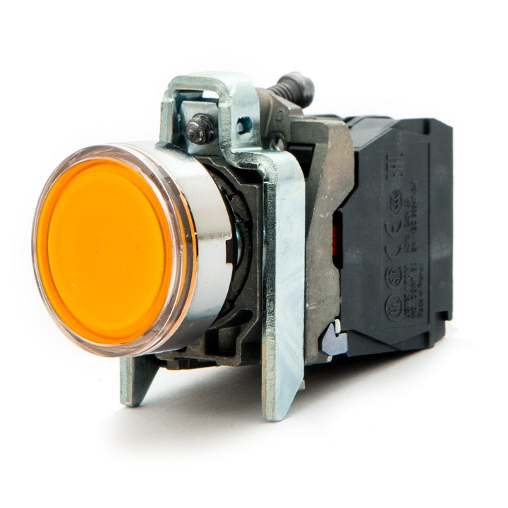 Harmony XB4 fém nyomógomb, Nan, sárga, LED világítás 24V, NO+NC szett