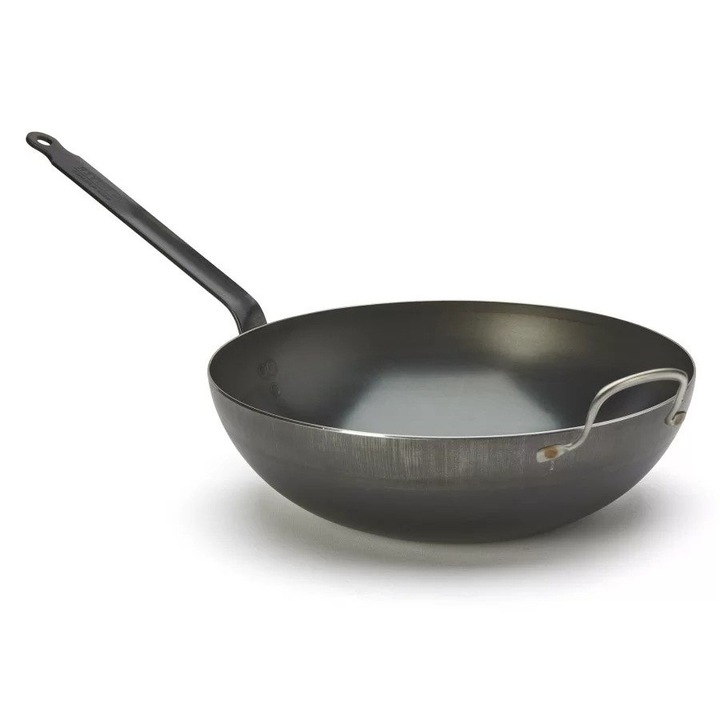 Wok 32 cm, BLUE CARBON, otel carbon, antiaderent natural, culoare albastra
