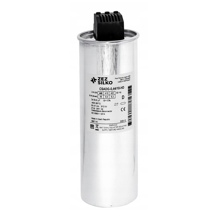 Condensator Nan 10kVar 440V, 3x54,8F, 3x13,1A, IP54, dimensiuni 85x245/296mm