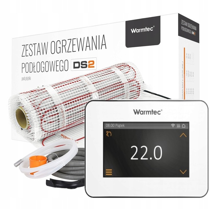 Pachet covor incalzire in pardoseala, Warmtec, Exclusive+ ds2-70/xts-b, Suprafata 7 m², Putere 1190 w, Tensiune 230 v, Lungime 14 m, 5 m, Incalzire sub placi ceramice, Cu protectie suplimentara careplus, Alb
