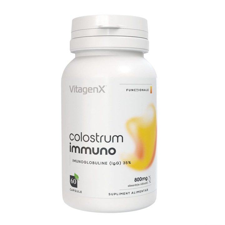Colostrum Immuno, Supliment Imunitate, IgG 35%, 500mg, 60 capsule, Fara aditivi