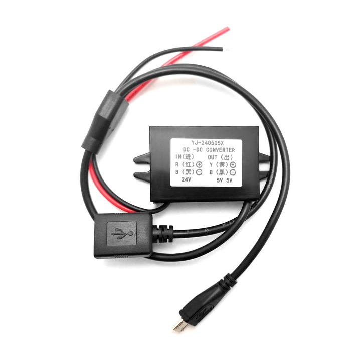 Convertor cu cablu USB/Micro USB, 24V/5V, 5A