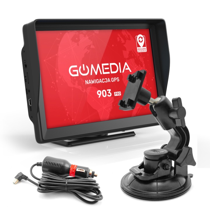 Navigatie GPS, GoMedia, 903 Pro, 9", 512MB RAM, 8GB, cu actualizari gratuite pe viata, multicolor