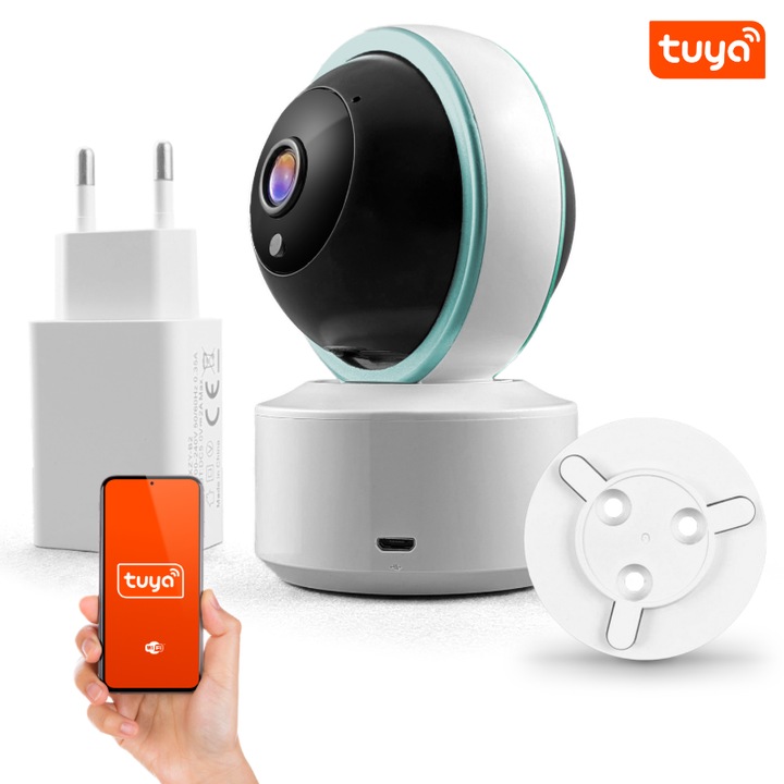 Camera PTZ 360, GOMEDIA, 1080p Full HD, detectie miscare, alb