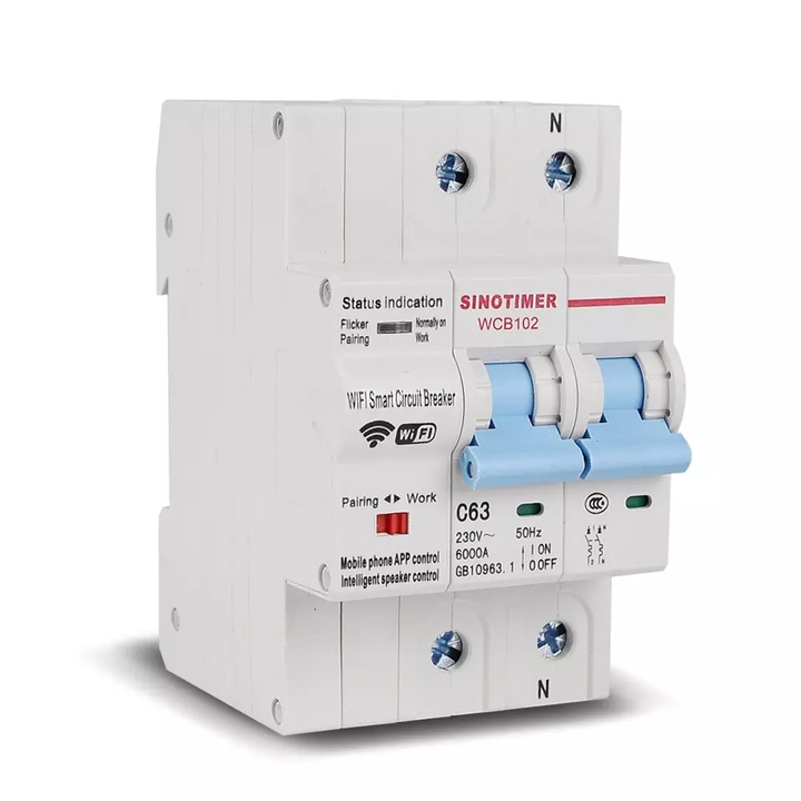 Siguranta electrica Wi-Fi 1 faza, GOMEDIA, 2 poli, 15A-63A, 86x73x53mm