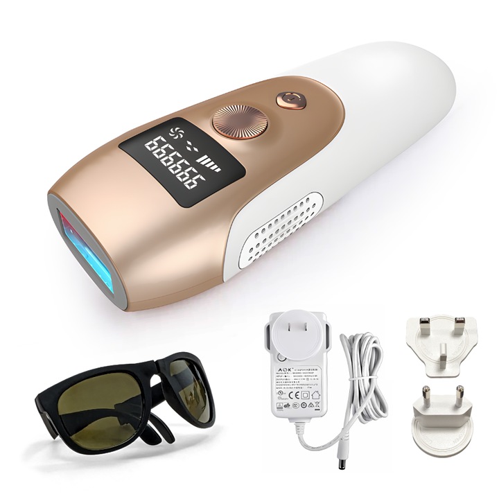 Epilator GOMEDIA, LST-119, 999999 impulsuri, 36W, set complet cu accesorii