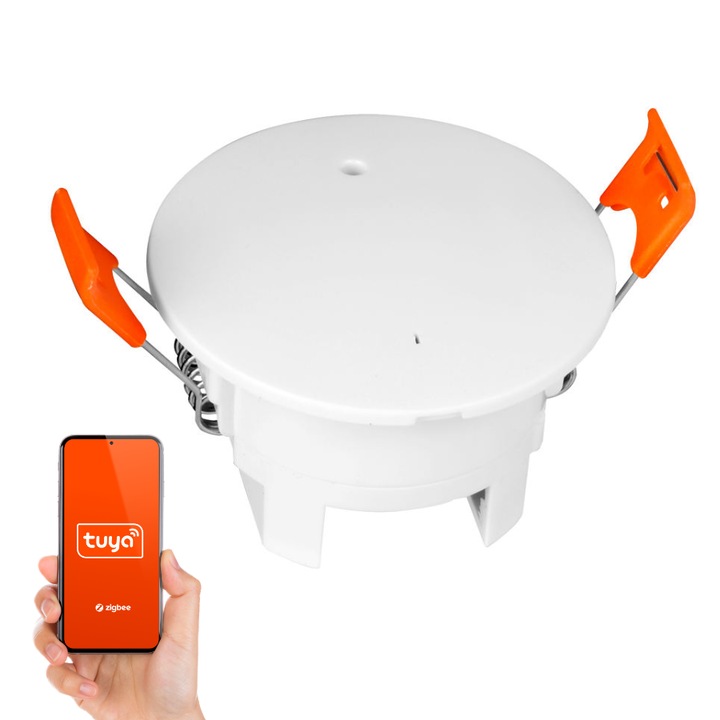 Detector de prezenta, GOMEDIA, 230V, 90° unghi de detectie, raza 5m, alb