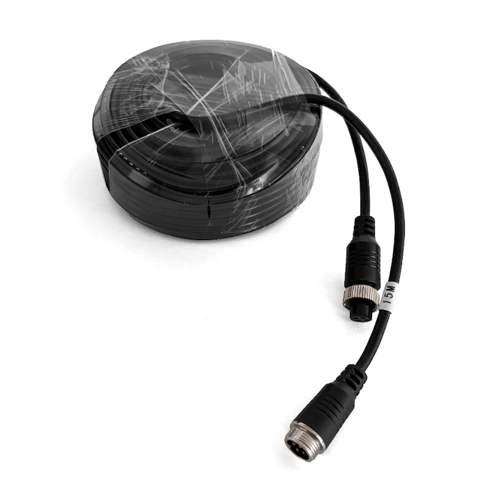 Cablu video 4 pin 15m, GOMEDIA, alimentare si semnal