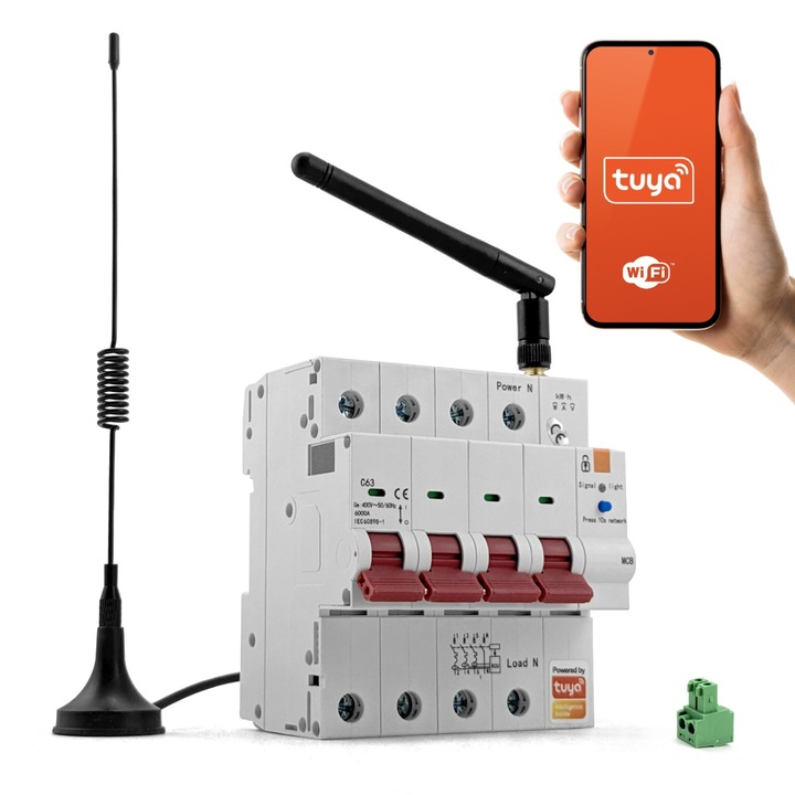 3-фазен Wi-Fi превключвател, GOMEDIA, 63A, 4 полюса, 90x100x65 мм