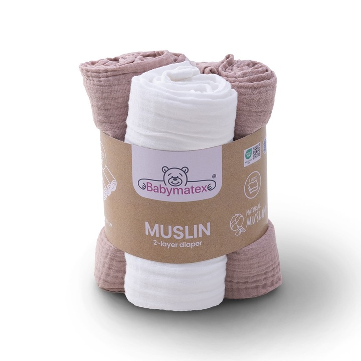 Set 3 Scutece, BabyMatex, bumbac, multicolor, 70x80cm