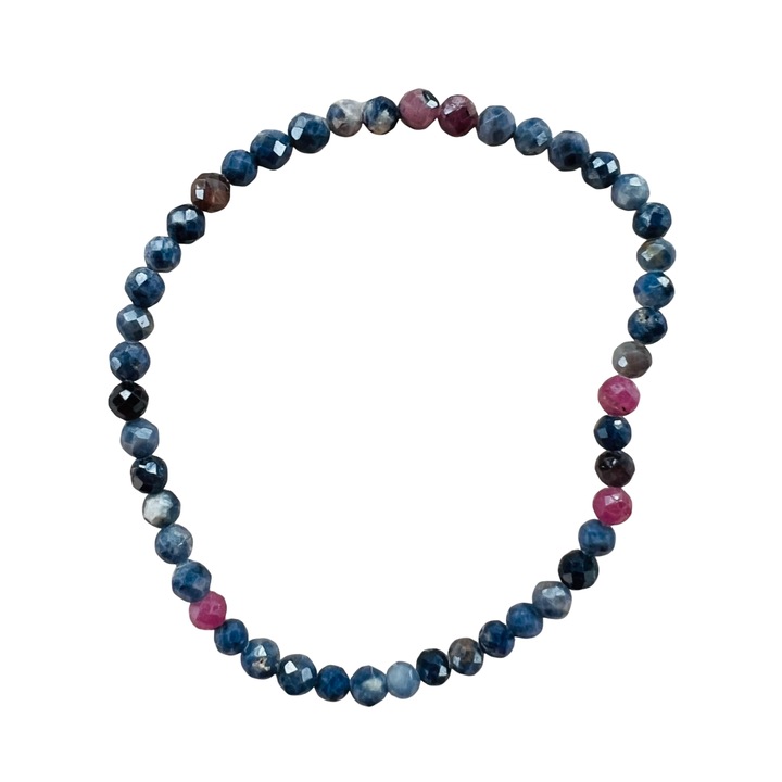 Bratara safir cu rubin fatetata, Druzy, pietre semipretioase, 4 mm