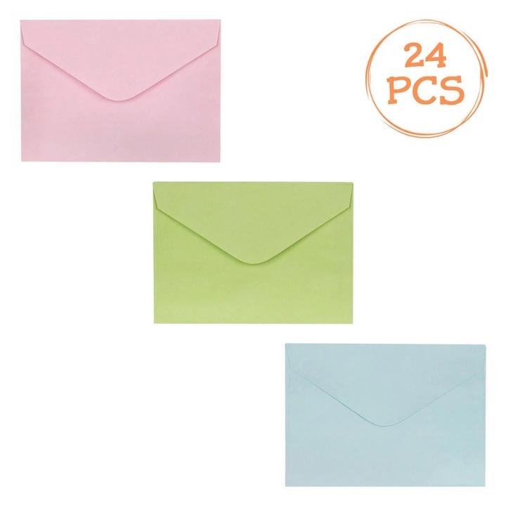 Vegyes színes levelező borítékok, 16,2x11,4 cm - 24 db