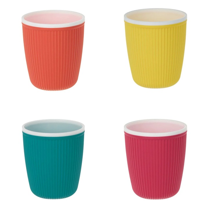 Színes műanyag poharak csíkos mintával 400ml - 4db