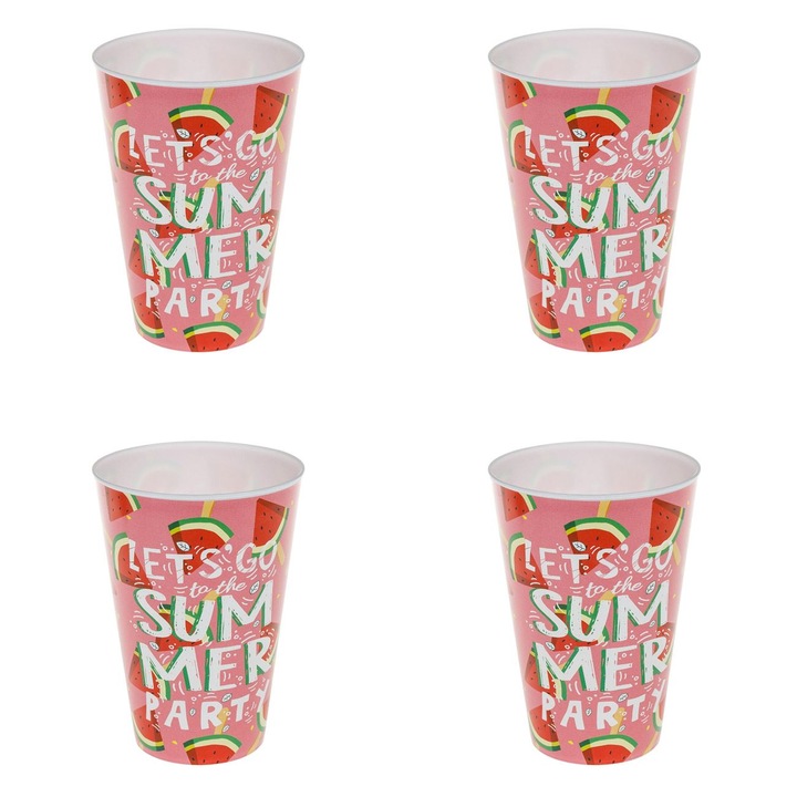 Görögdinnye mintás műanyag poharak "Let's Go To The Summer Party" 400ml - 4db