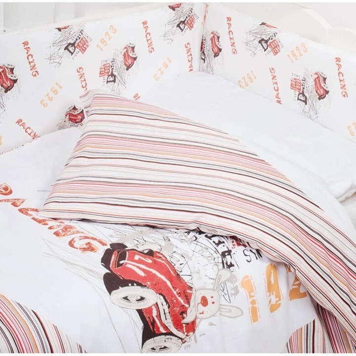 Ágyneműgarnitúra 3 db. BabyMatex Sweet Racing Red, 125 g/m2, OEKO-TEX minősítéssel