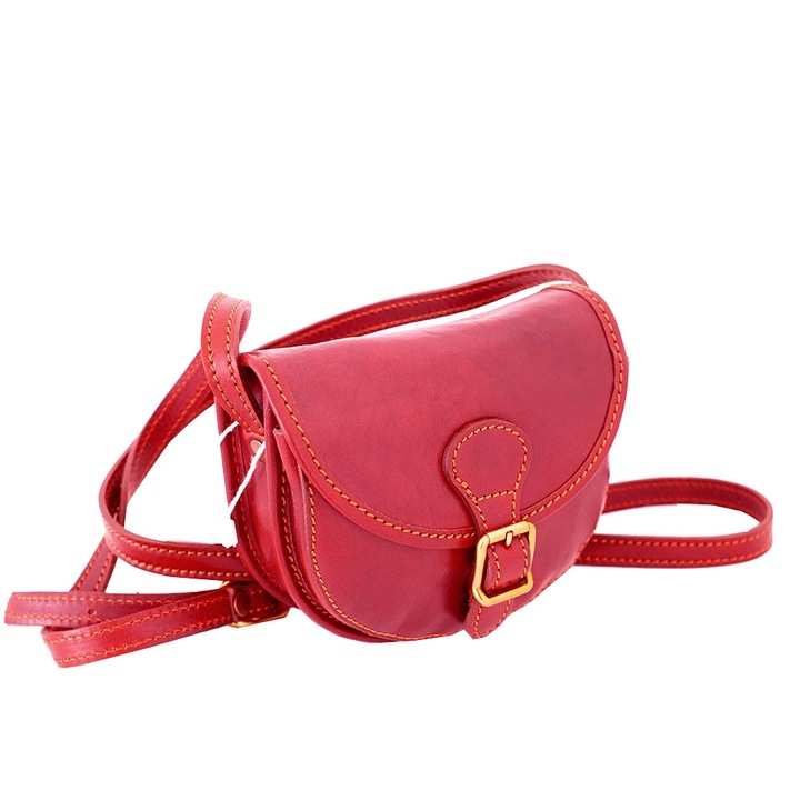 Geanta dama de umar, crossbody din piele naturala vachetta, bordo, util land fashion, P149D