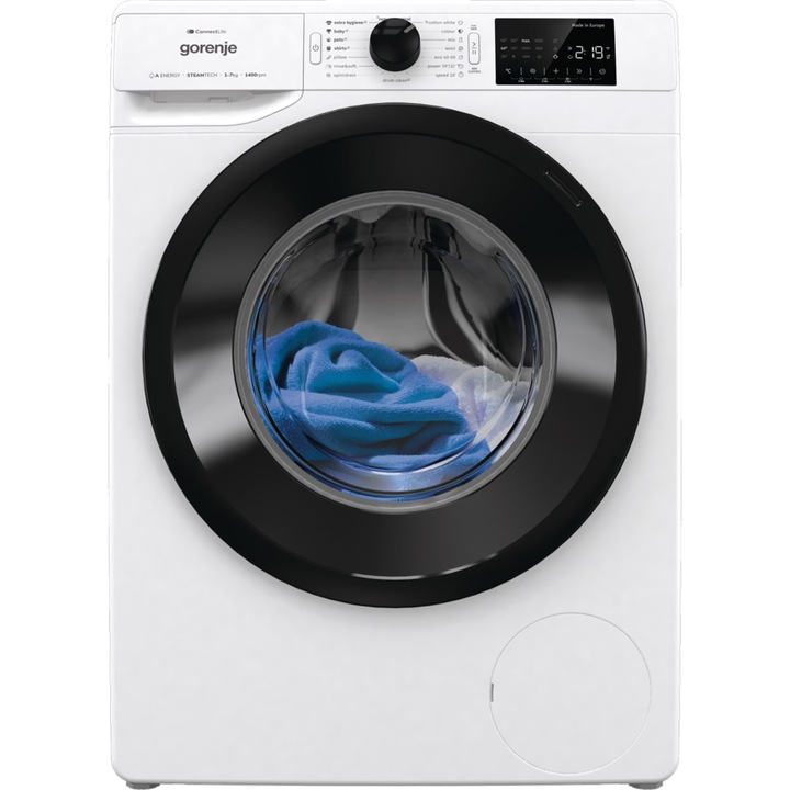 Elöltöltős mosógép GORENJE WPNEI74A1SWIFI, SteamTech, 7 kg, 1400 ford./perc, A osztály, Wi-Fi, fehér