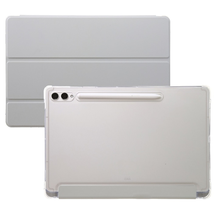 Husa Smart Cover compatibila cu Samsung Galaxy Tab S9FE, compatibila cu S9plus,10.9''/11'', Atasament magnetic, Antisoc, Usor de instalat, Portabil, Design ergonomic, TPU/Acril/Piele ecologica Slot Pen, Gri, Compatibil cu huse pentru tablete Samsung