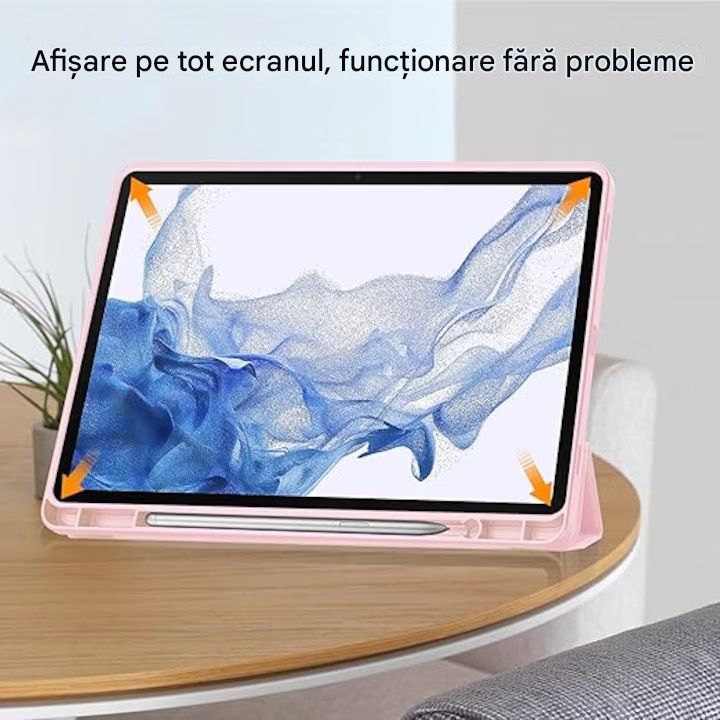 Husa Smart Cover compatibila cu Samsung Galaxy Tab S9FE, compatibila cu S9plus,10.9''/11'', Atasament magnetic, Antisoc, Usor de instalat, Portabil, Design ergonomic, TPU/Acril/Piele ecologica Slot Pen, Gri, Compatibil cu huse pentru tablete Samsung