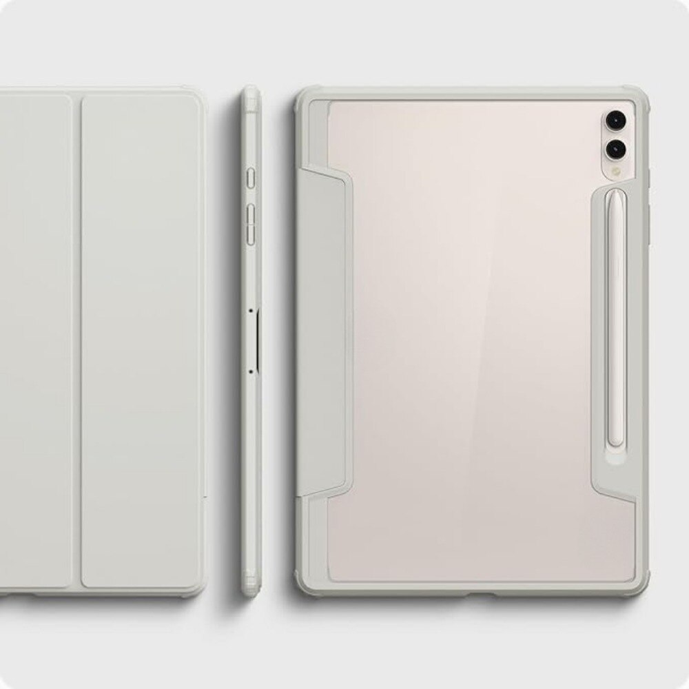 Husa Smart Cover compatibila cu Samsung Galaxy Tab S9FE, compatibila cu S9plus,10.9''/11'', Atasament magnetic, Antisoc, Usor de instalat, Portabil, Design ergonomic, TPU/Acril/Piele ecologica Slot Pen, Gri, Compatibil cu huse pentru tablete Samsung