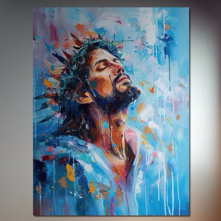 Премиум картина върху платно, LuxCanva® H1043, Корона на надеждата, 100 X 135 CM, 100% памучно платно 400g/m2, дървена рамка, Исус, Вяра, Надежда, Спасение, Благодат, Емоция, Трънен венец, Религиозно изкуство, Хол, Спалня