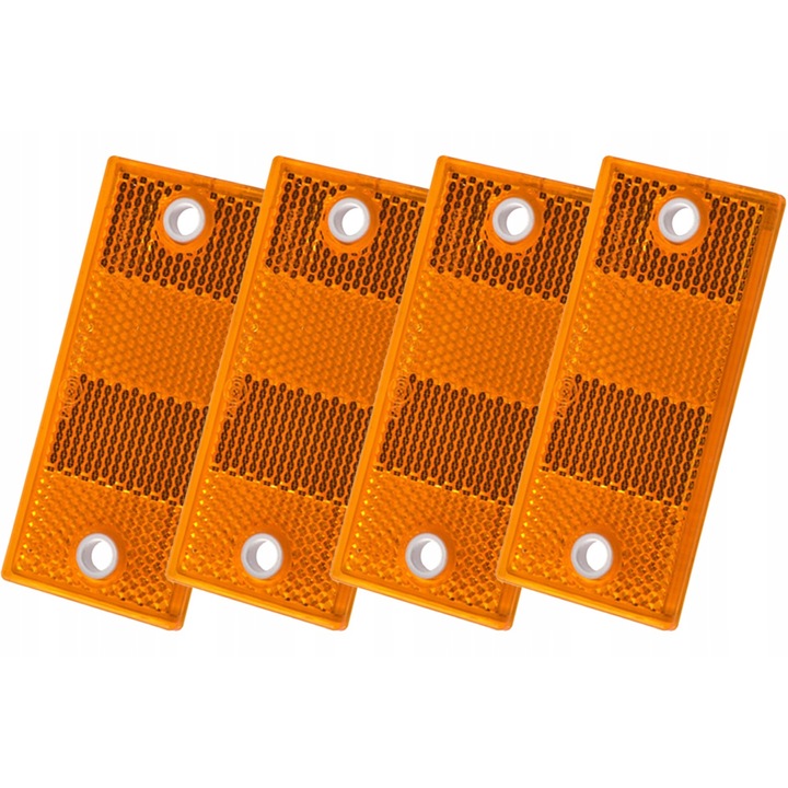 Set: patru reflectoare dreptunghiulare galbene 90x40 mm cu orificii