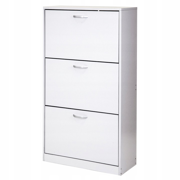 Dulap pantofi Jumi, 3 compartimente, 60x24x113cm, alb