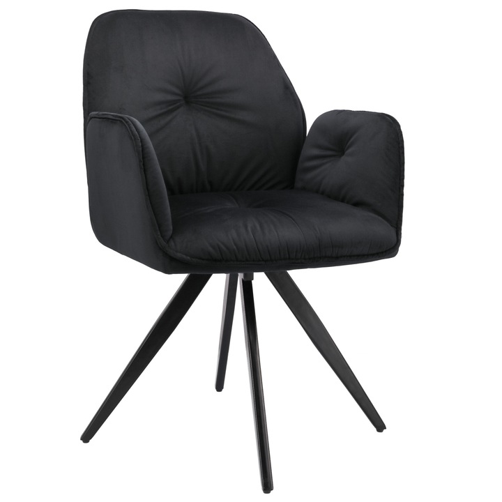 Scaun birou Jumi PERLACM-354135, negru, 91x57x65cm, material: velur, baza metalica