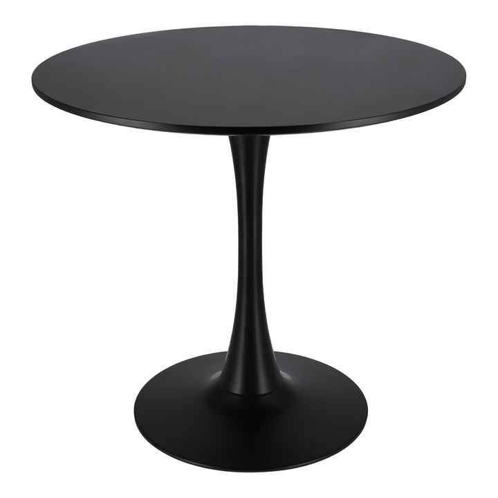 Маса Jumi, кръгла, MDF, 80x80x73см, черна