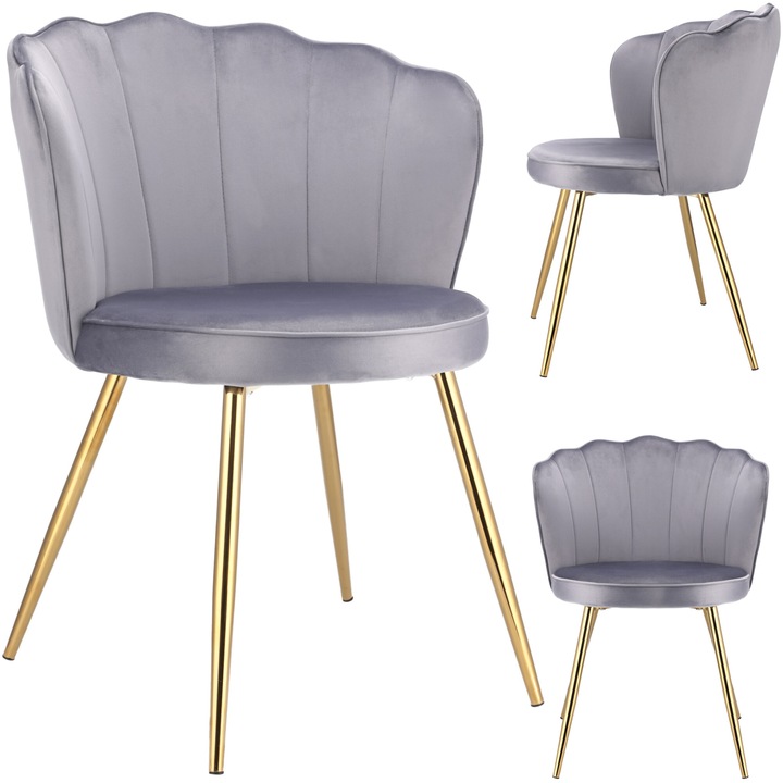 Scaun Jumi, model FIORESD-368385, gri, 80x58x58cm