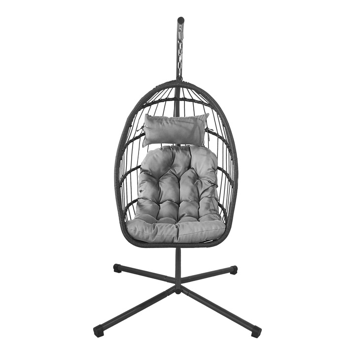 Fotoliu suspendat Jumi, pliabil, 110x198x83cm, cu perna, cu protectie solara