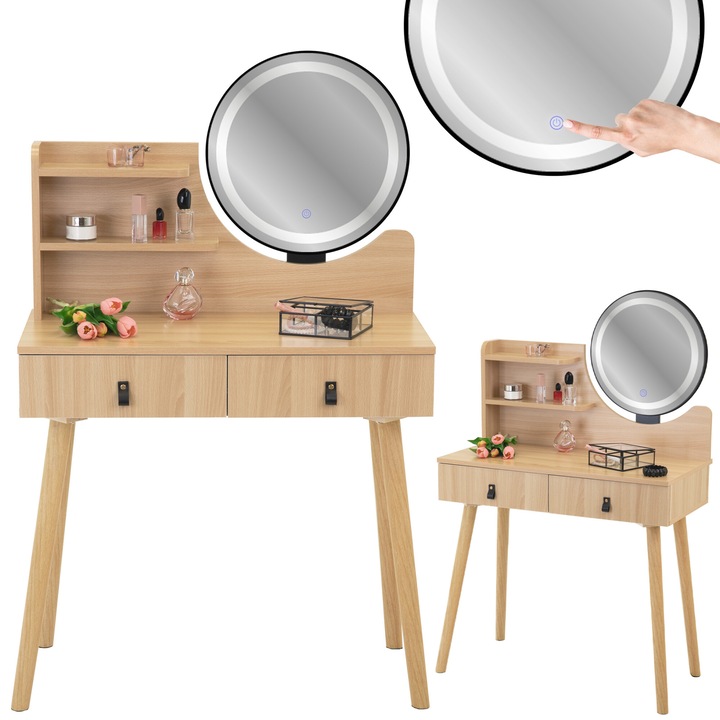 Jumi LED огледало тоалетна, скандинавска, 30х45 см, модерен цвят, лесен монтаж