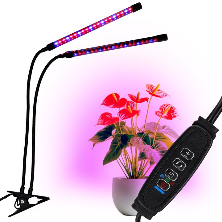 Lampa LED pentru plante Jumi, 40 diode, 15W, timer, 62cm