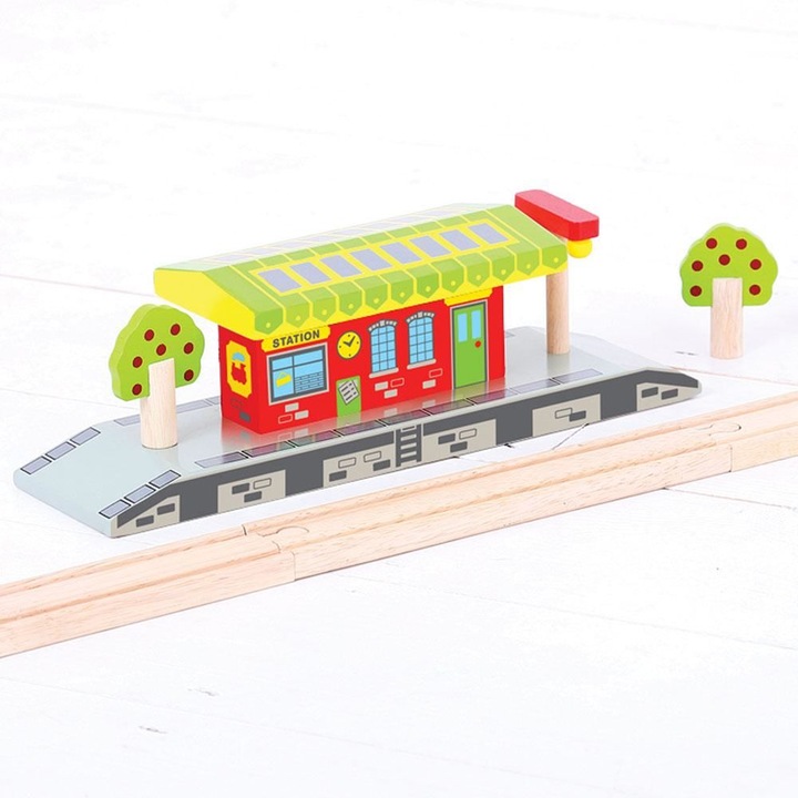 Játékvonatok, Bigjigs Rail, Country Station, 27x9x8cm, fa, 3+ év