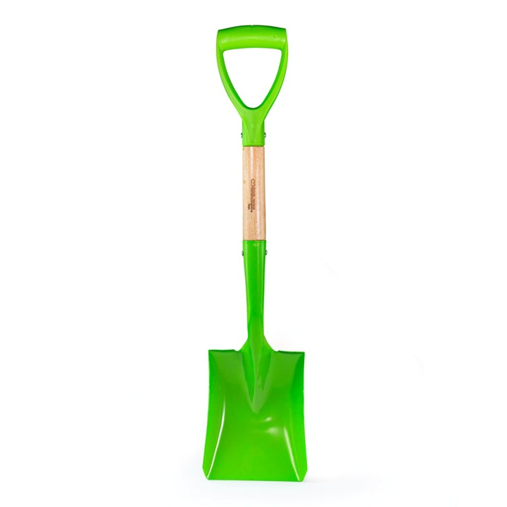 Bigjigs Toys rövid nyelű lapát, fa, zöld